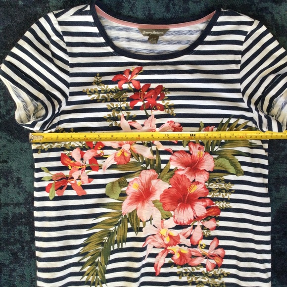 Tommy Bahama T-shirt Small Striped Orchids Floral Cotton Modal - Picture 7 of 12